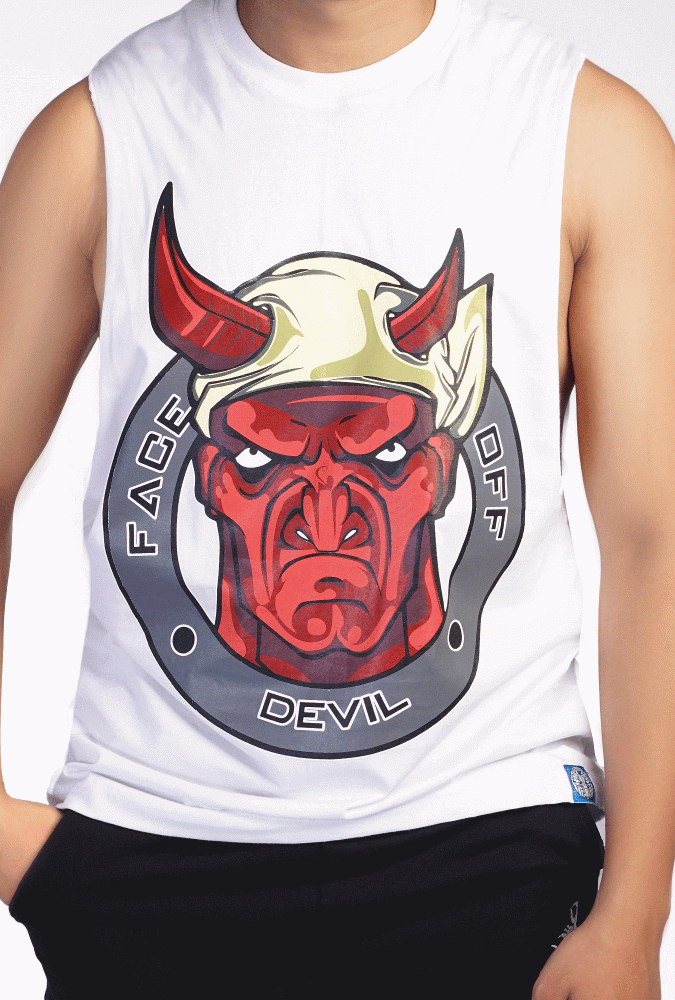 Devil  Design Printed tank top(White)